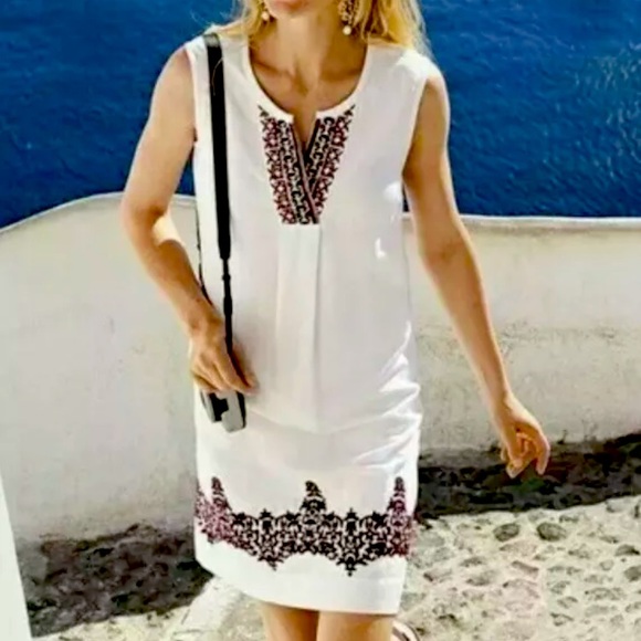 Tommy Bahama Dresses & Skirts - Tommy Bahama White Kamari Embroidered Linen Short Dress Women's Sz Small EUC